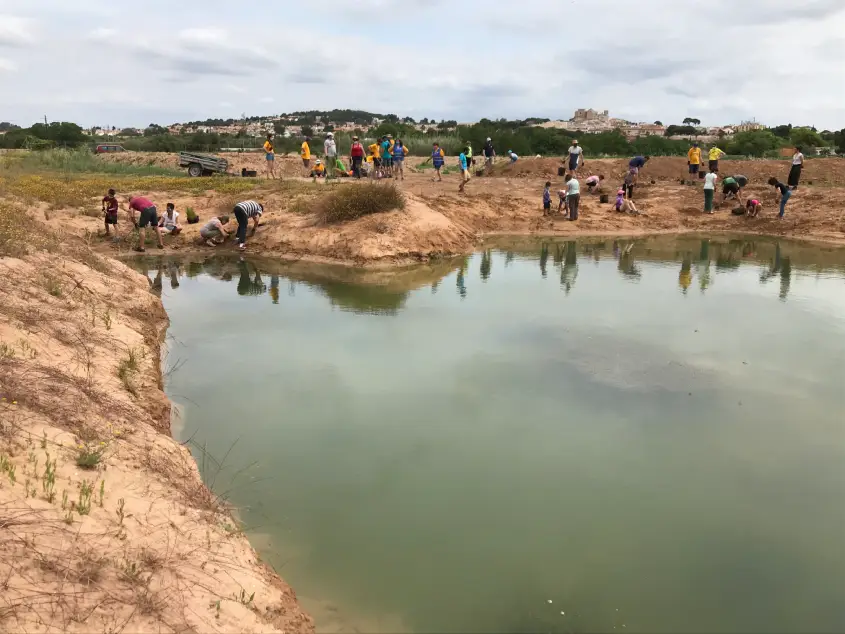 Plana del Vinyet gent treballant Riu Gaià